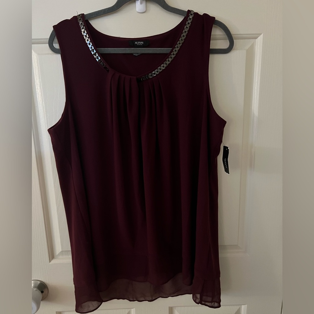 Alfani Burgundy Sleeveless Blouse